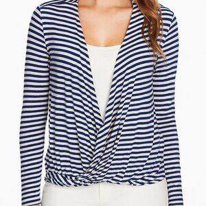 MICHAEL Michael Kors Royal Blue and White CrissCross Front Blouse Size Small NWT